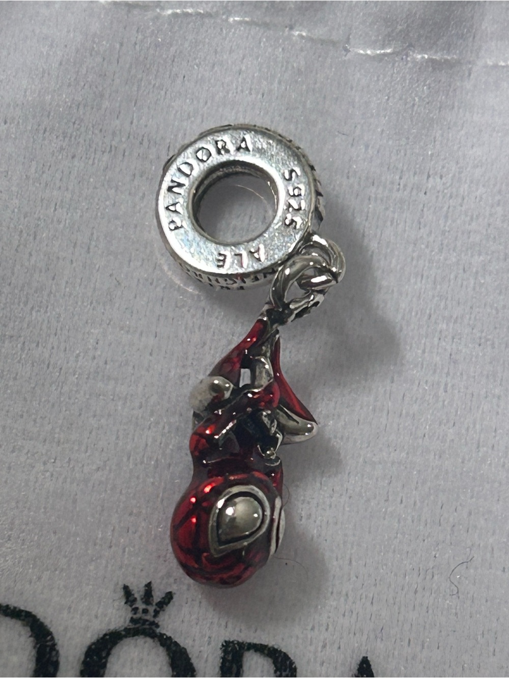 Pandora Red Enamel Reptile Charm with Silver Accents - Picture 4 of 7